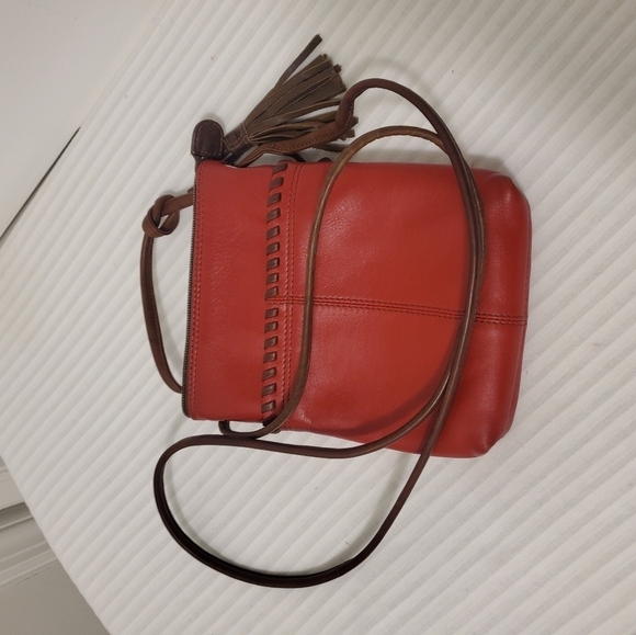 iLi Leather Tassel Red with Brown Trim Small Crossbody, classic - Picture 8 of 10